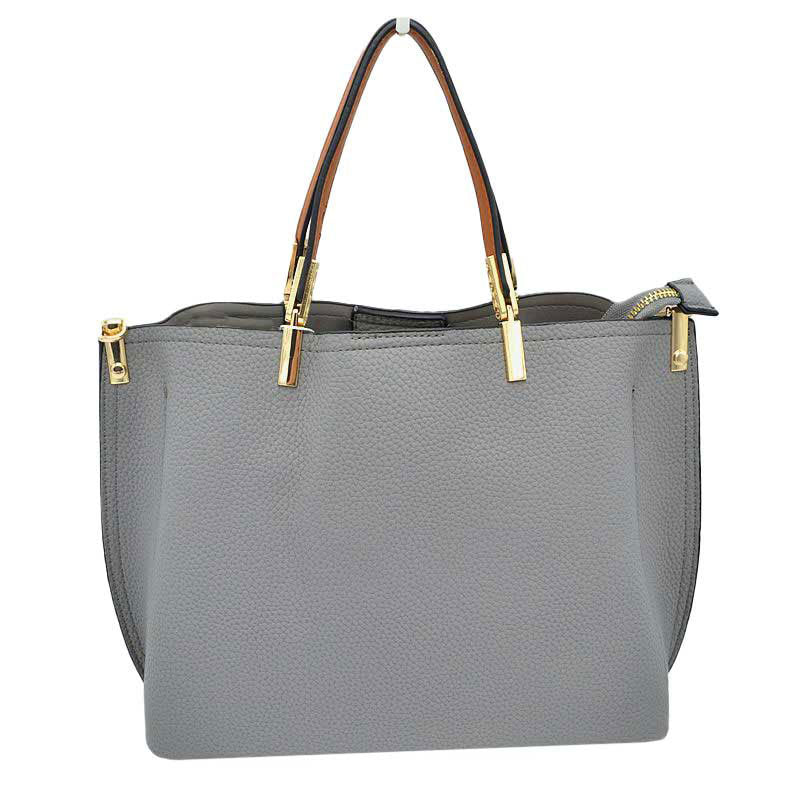 Gray Simpler Times Bucket Crossbody Bags For Women. A great everyday casual shoulder bag composed of Faux leather. A simple design with subtle gold hardware details on the closure. Magnetic snap closure for an inner zipper pouch opening spacious to hold your phone, wallet, and other essentials securely.