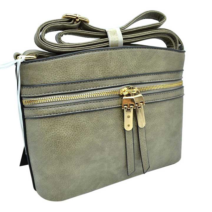 Gray Zipper Detail Women's Crossbody Soft Leather Bag, These cross body bag is stylish daytime essential. Featuring one spacious big compartments and a shoulder strap. Show your trendy side with this awesome crossbody bag. perfectly lightweight to carry around all day. Hands-Free Cross-Body adds an instant runway style to your look, giving it ladylike chic. This handbag is destined to become your new favorite.