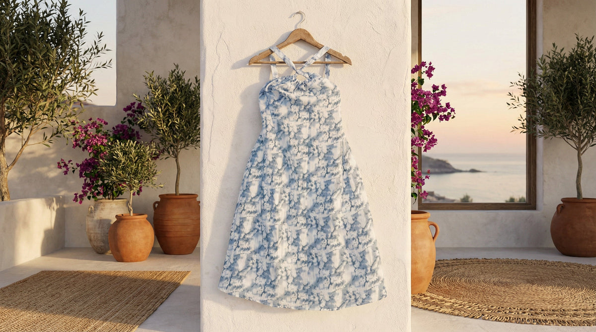 Criss Cross Neckline Novelty Printed Dress - Charming Charlie
