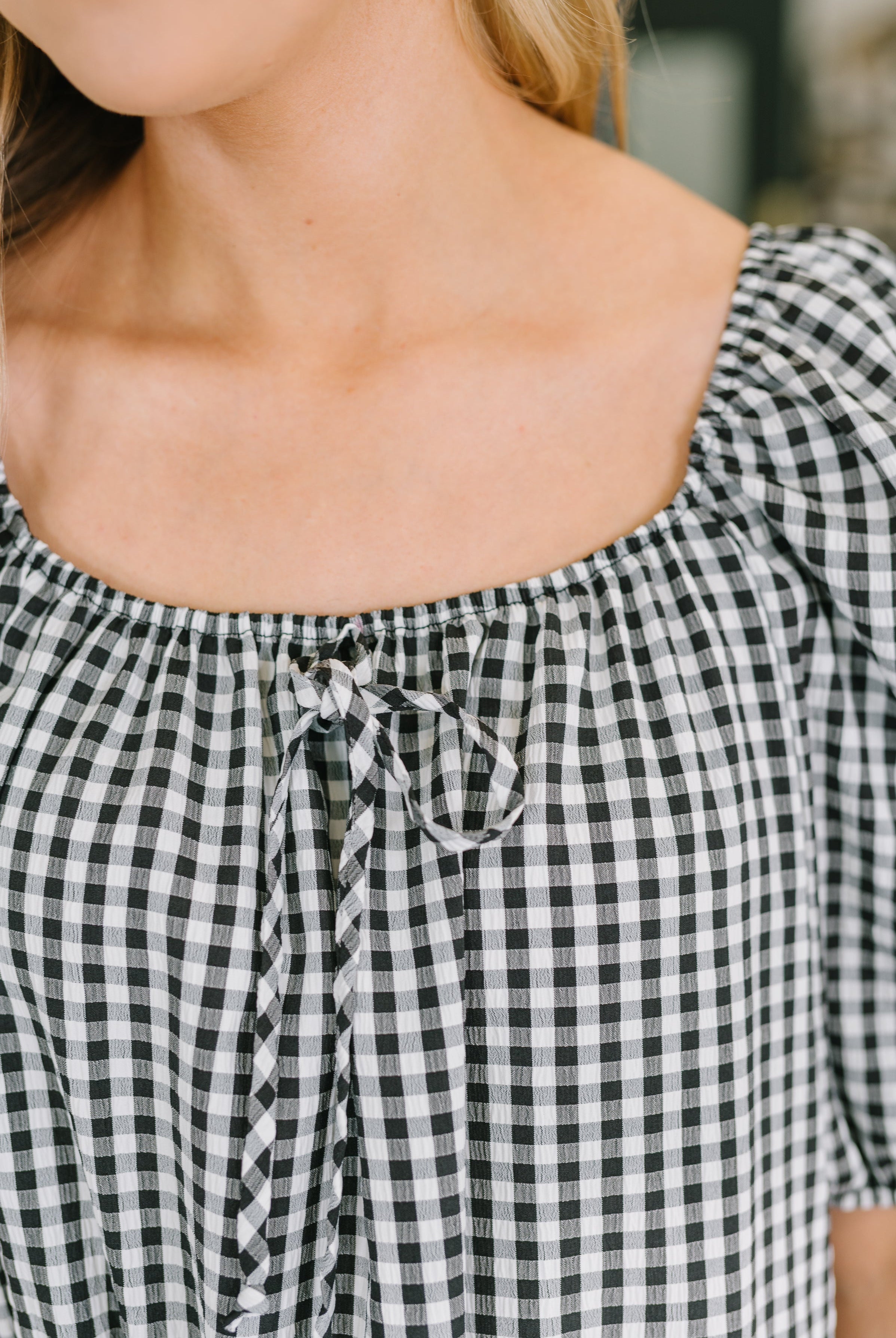 Great Gingham Square Neck Blouse - Charming Charlie