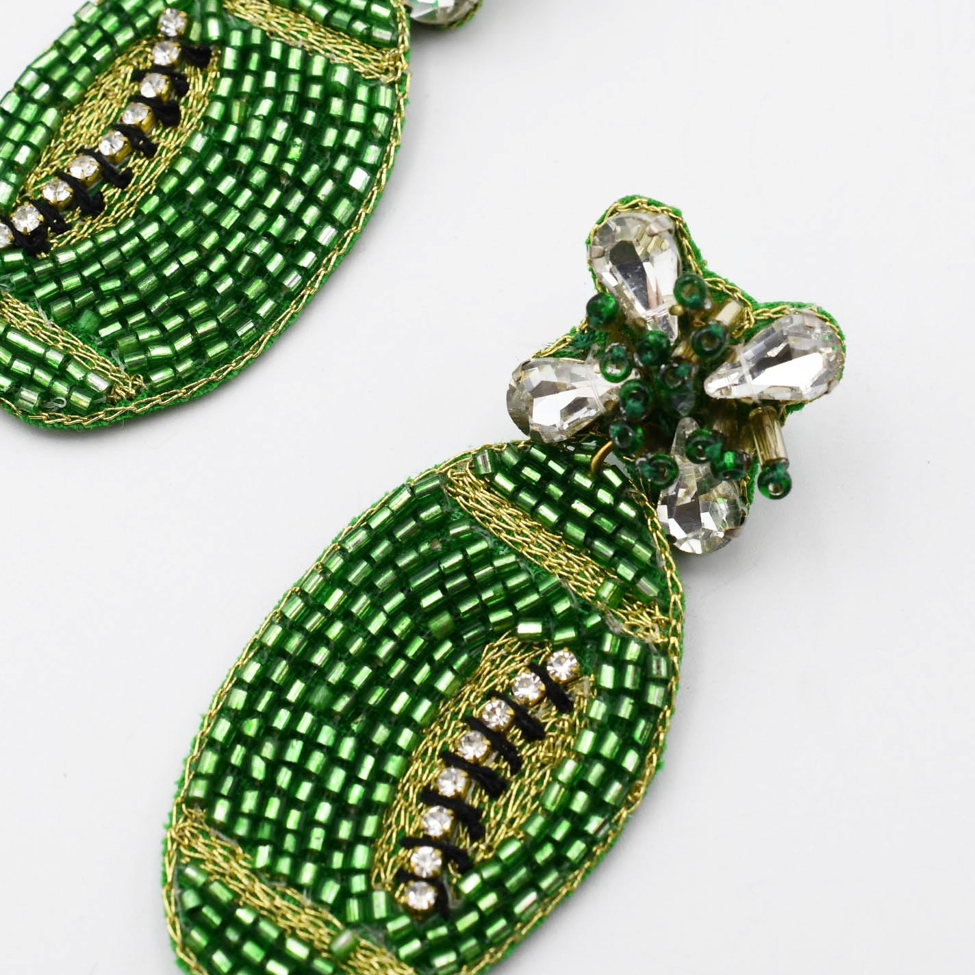 Sparkly Green Football Beaded Earring S28 - Charming Charlie