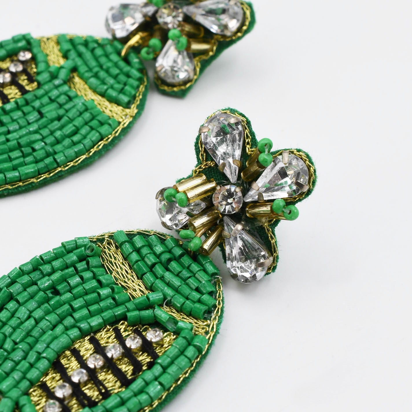 Green Football Beaded Earrings S29 - Charming Charlie