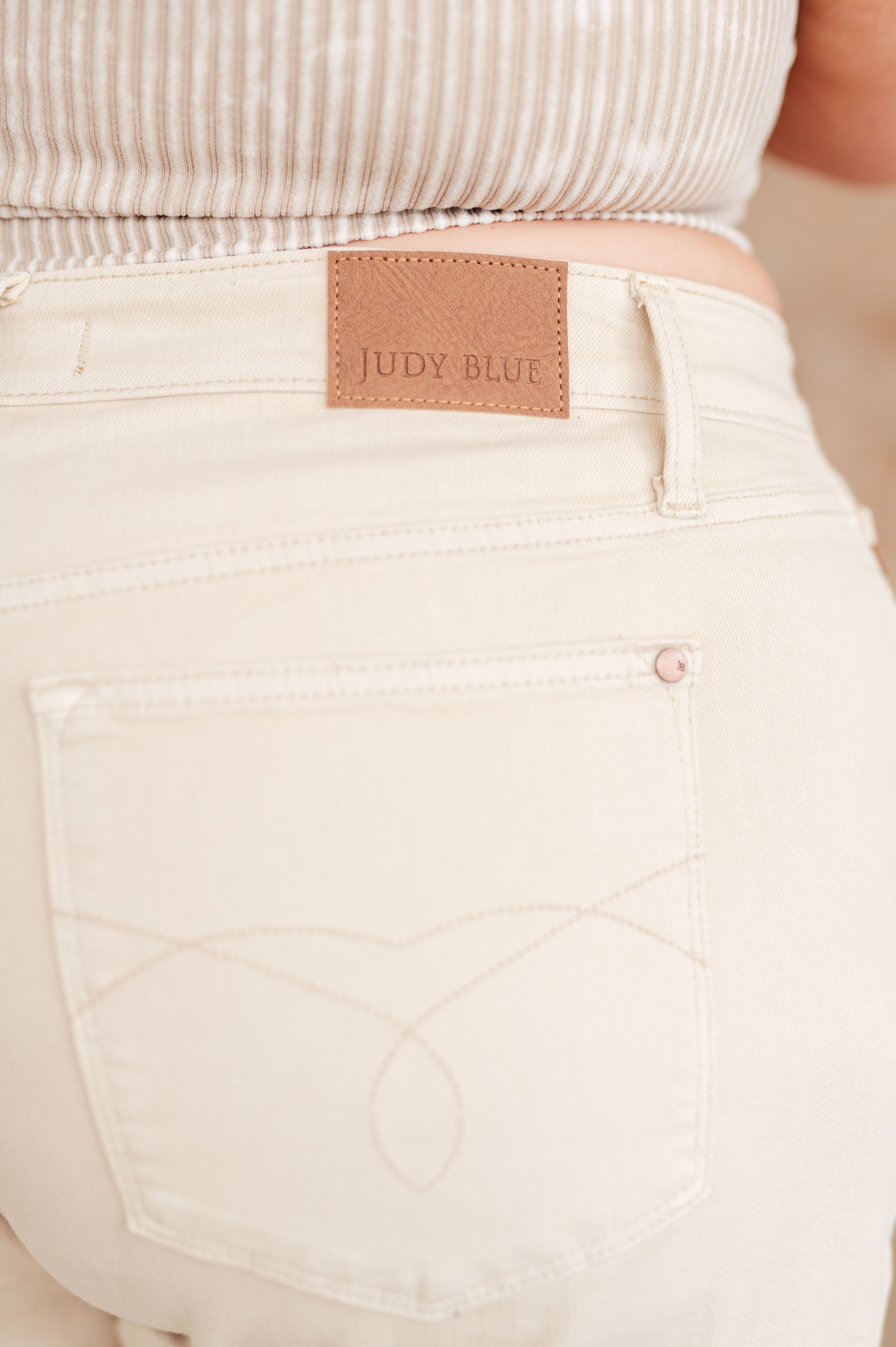 Greta High Rise Garment Dyed Shorts in Bone - Charming Charlie
