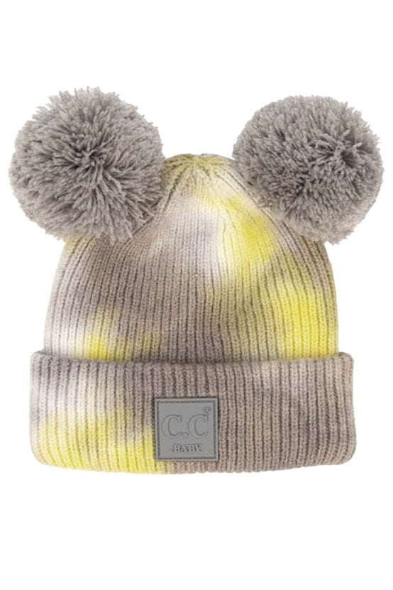 Grey Yellow C.C Tie Dye Baby Beanie C.C Rubber Patch Double Yarn Pom, before taking your baby running out the door into the cool air, you’ll want to reach for this toasty beanie to keep your baby incredibly warm. Accessorize the fun way with this faux fur pom pom hat, it's the autumnal touch you need to finish your outfit in style. Awesome winter gift accessory! Perfect Gift Birthday, Christmas, Stocking Stuffer, Secret Santa, Holiday, Anniversary, Valentine's Day, Loved One.