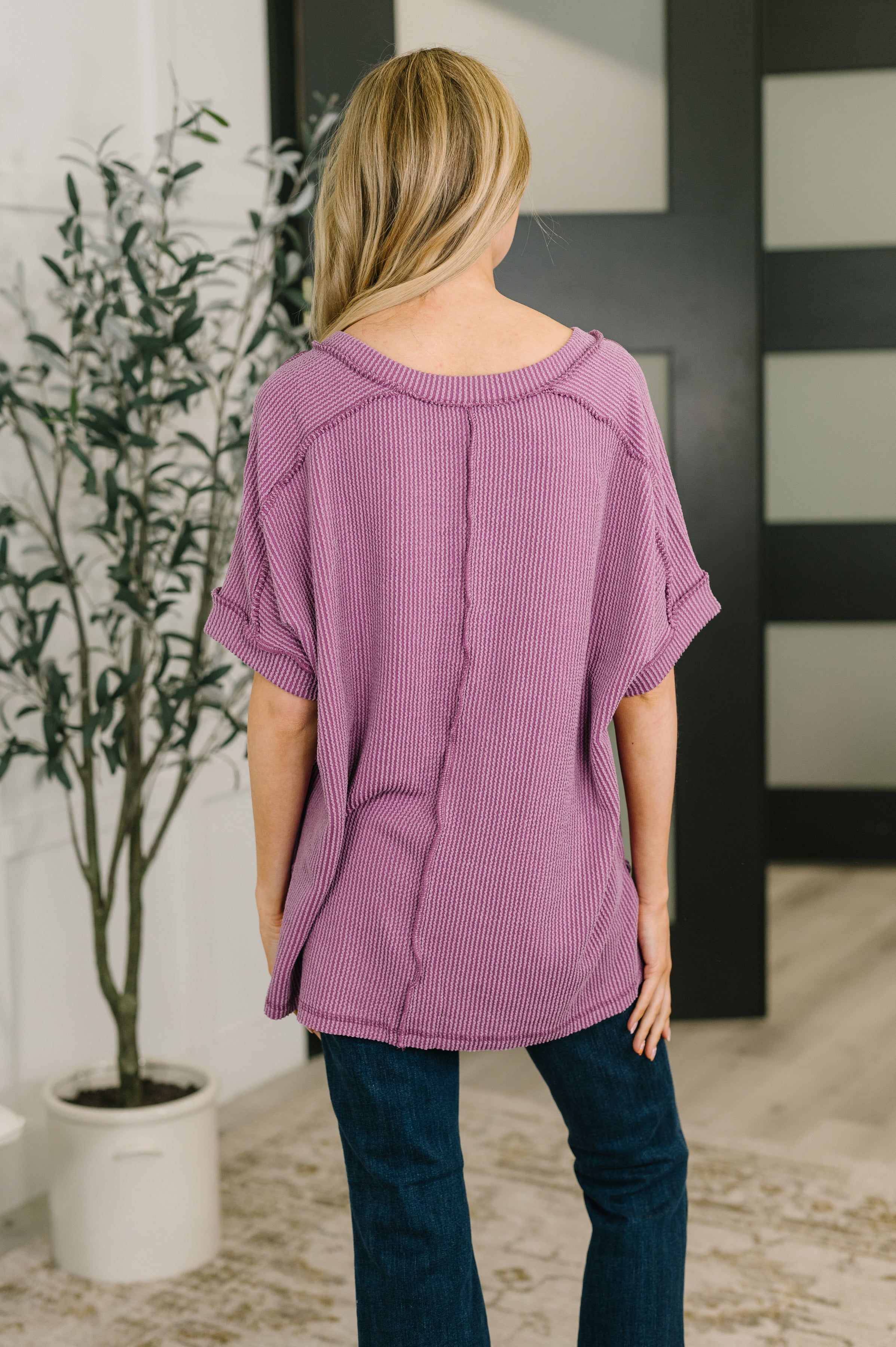 Growing Restless V-Neck Tee in Light Plum - Charming Charlie