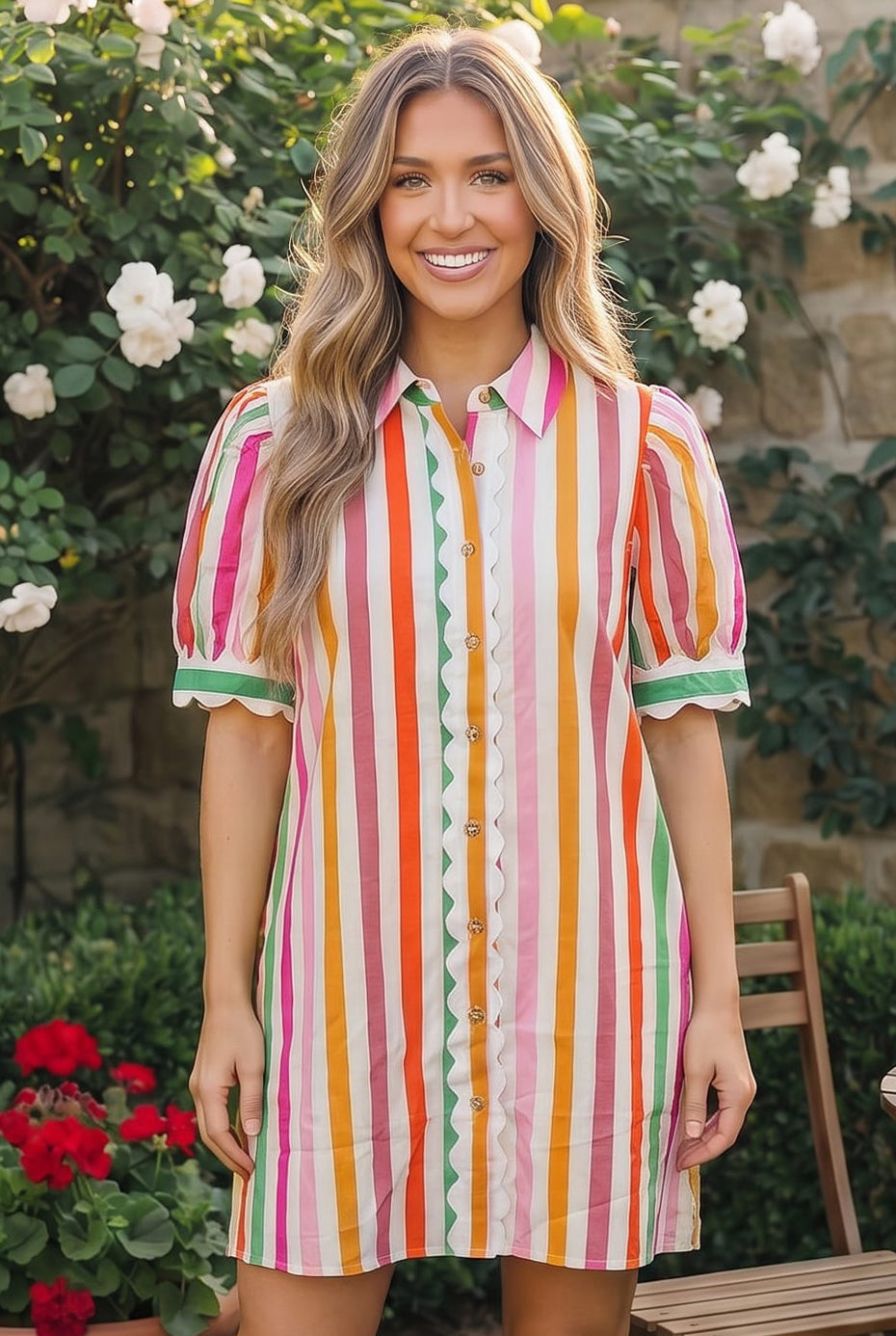 Sunshine Stripes Button Down Mini Dress - Charming Charlie
