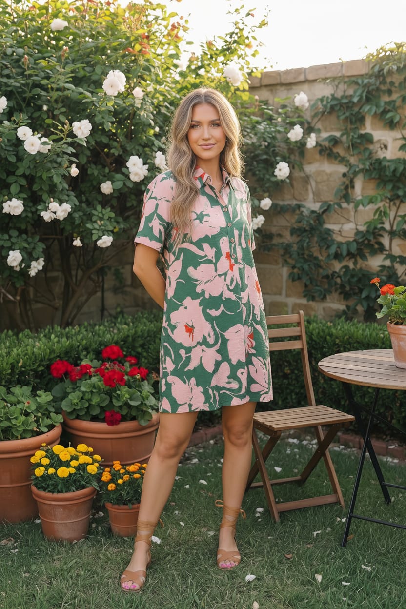 Summer Vacation Floral Shirt Dress - Charming Charlie