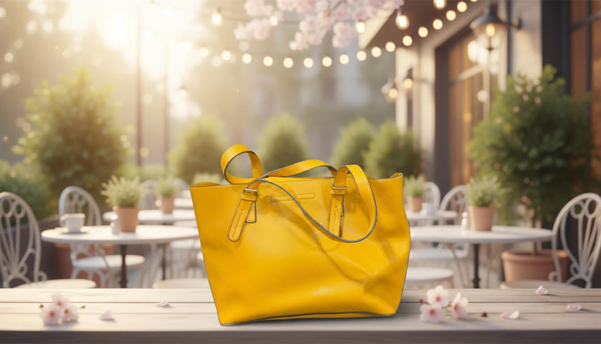 Bright Yellow Leather Tote Bag - Charming Charlie