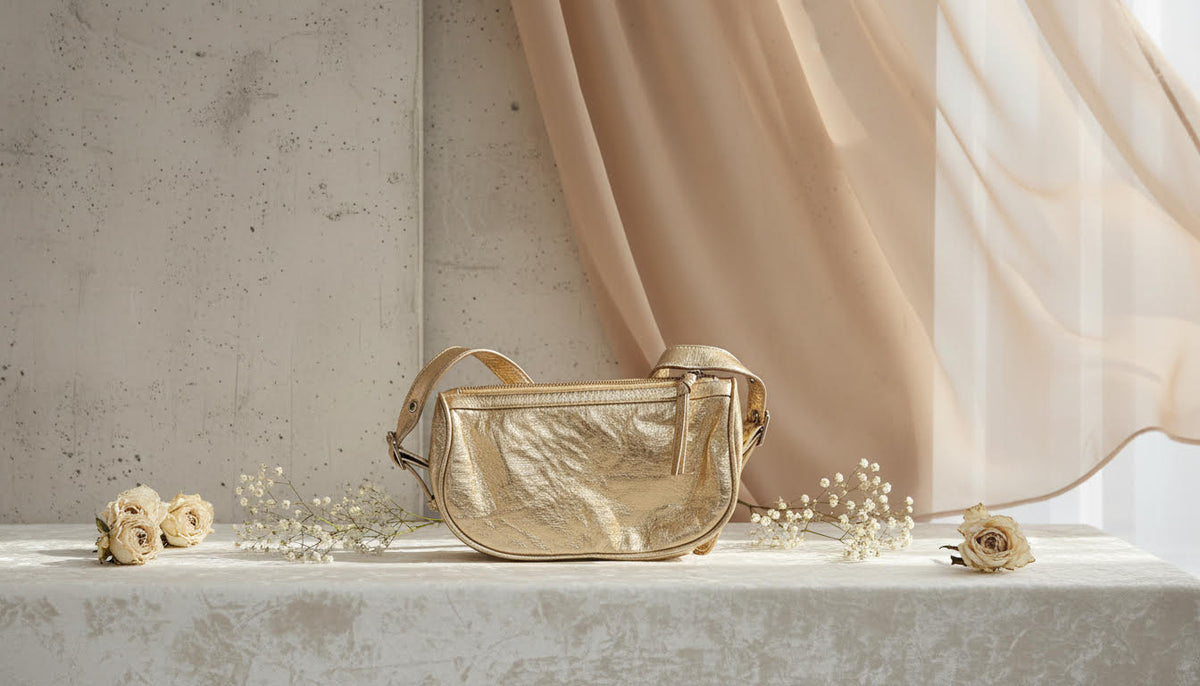 Elegant Metallic Gold Sling Bag - Charming Charlie
