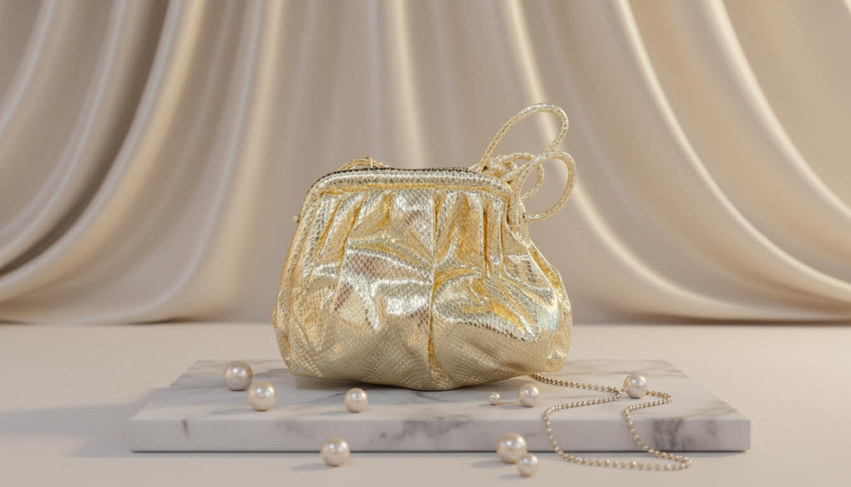 Radiant Gold Drawstring Evening Pouch - Charming Charlie