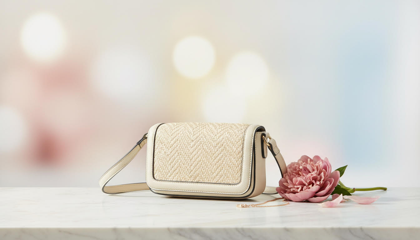 Chic Beige Woven Crossbody Bag - Charming Charlie