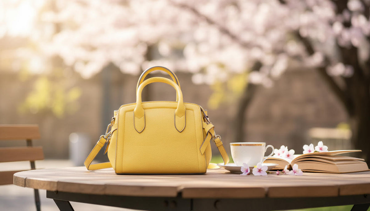 Bright Yellow Structured Handbag with Top Handles - Charming Charlie