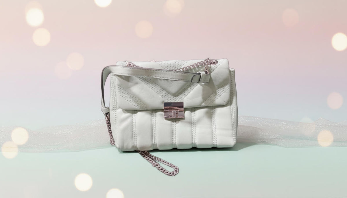 White Quilted Shoulder Bag with Chain Strap - Charming Charlie