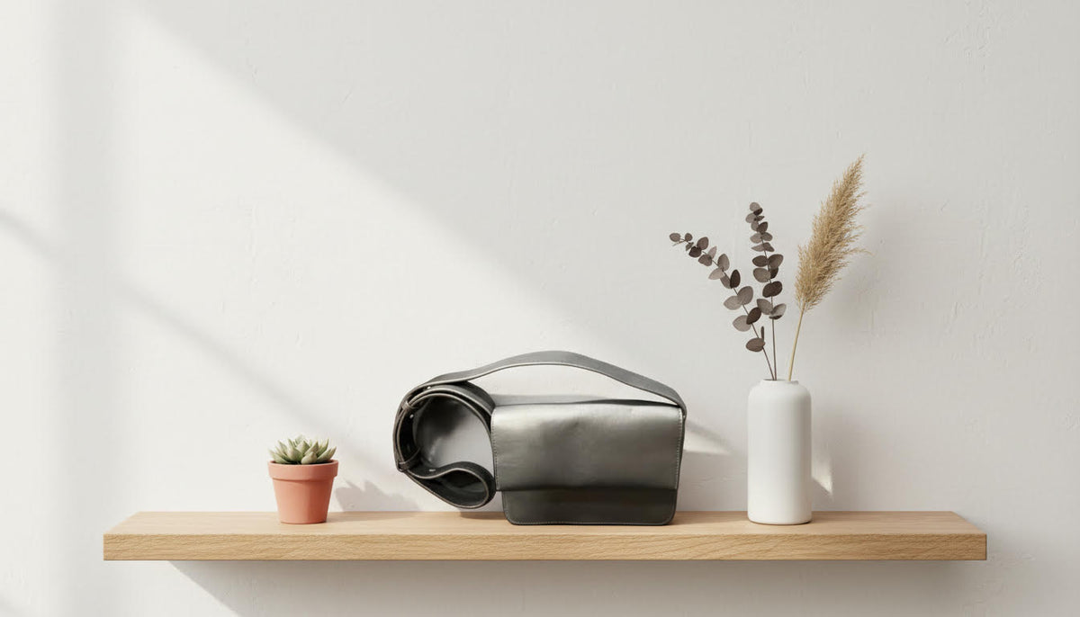 Sleek Gray Leather Shoulder Bag - Charming Charlie