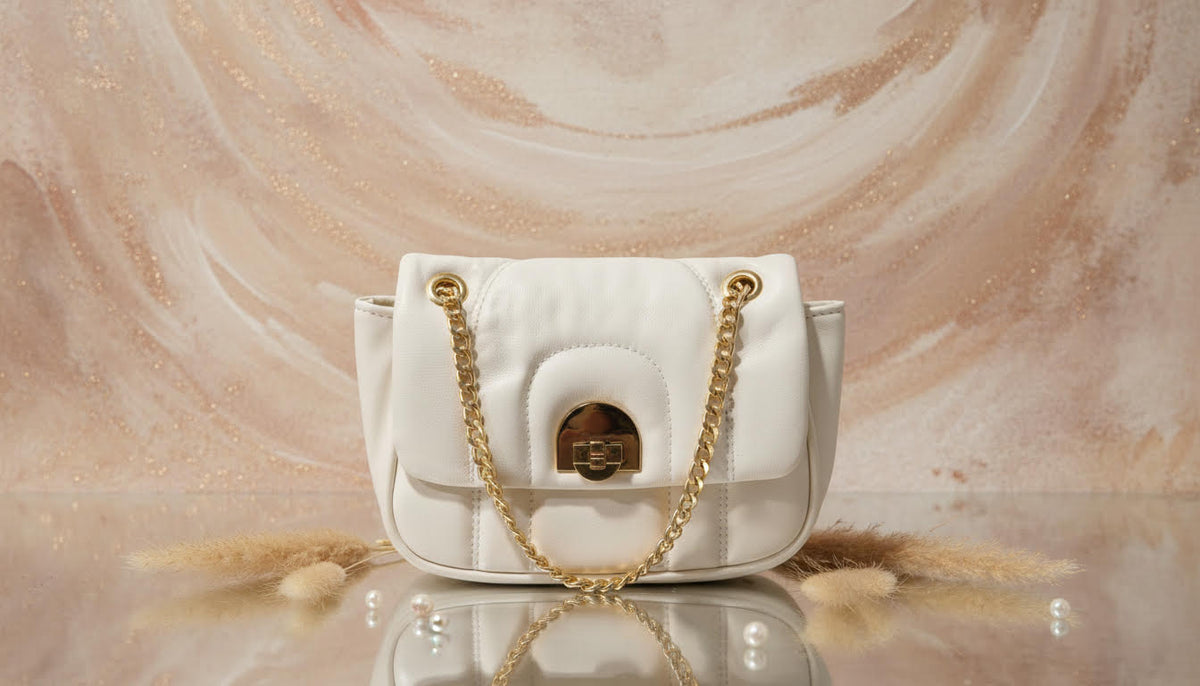 White Purse with Gold Chain - Charming Charlie