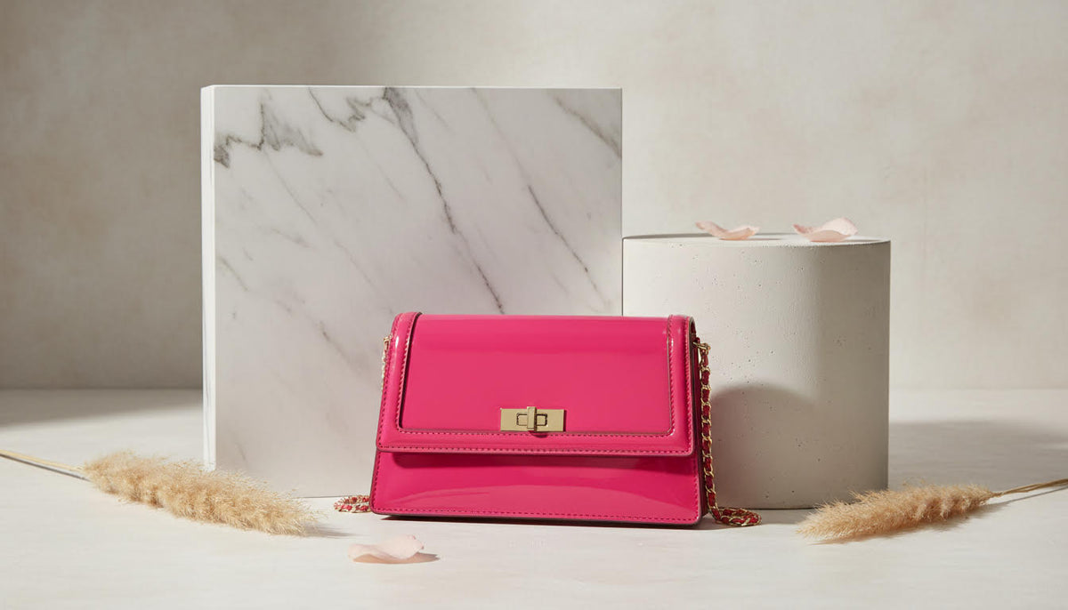 Vibrant Pink Glossy Chain-Strap Handbag - Charming Charlie