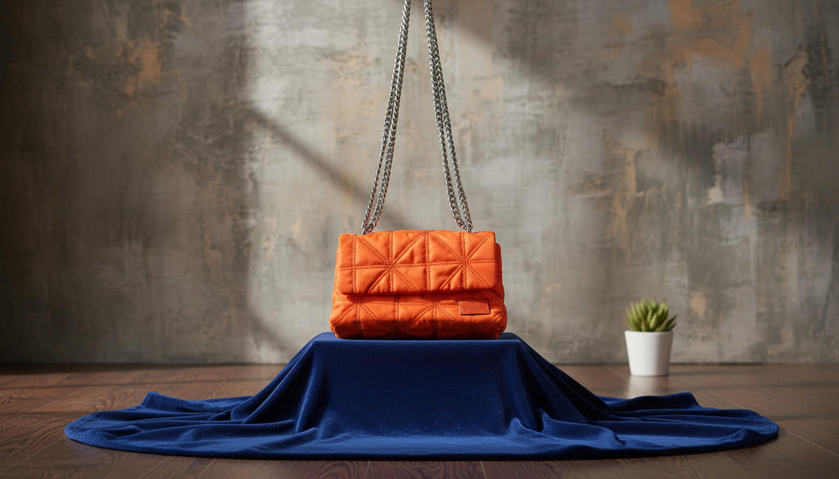 Bold Orange Quilted Bag with Chain Strap - Charming Charlie