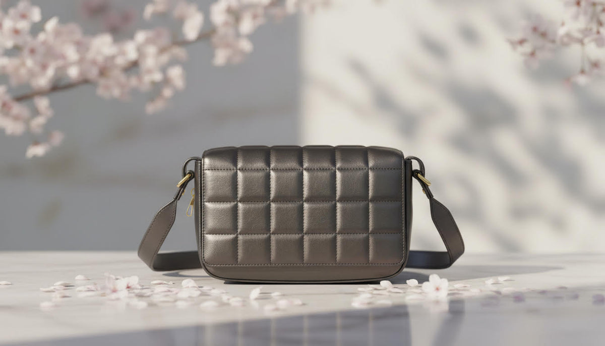 Gray Quilted Leather Crossbody Bag - Charming Charlie