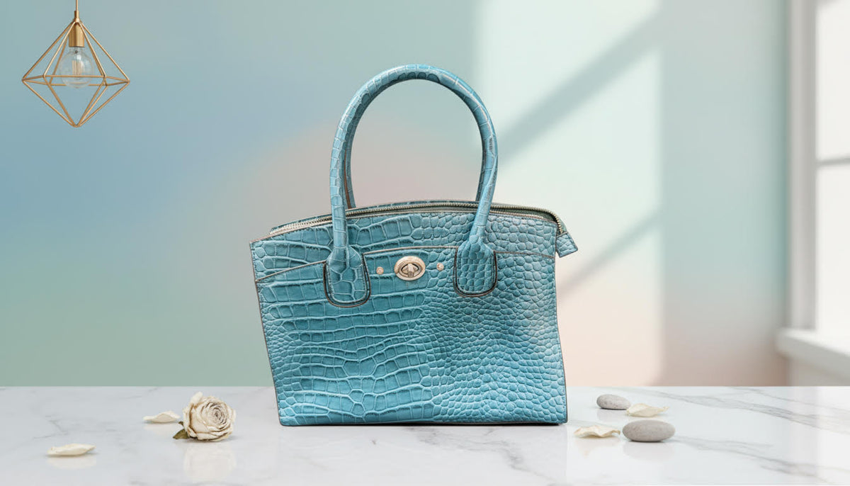 Turquoise Crocodile-Textured Handbag - Charming Charlie
