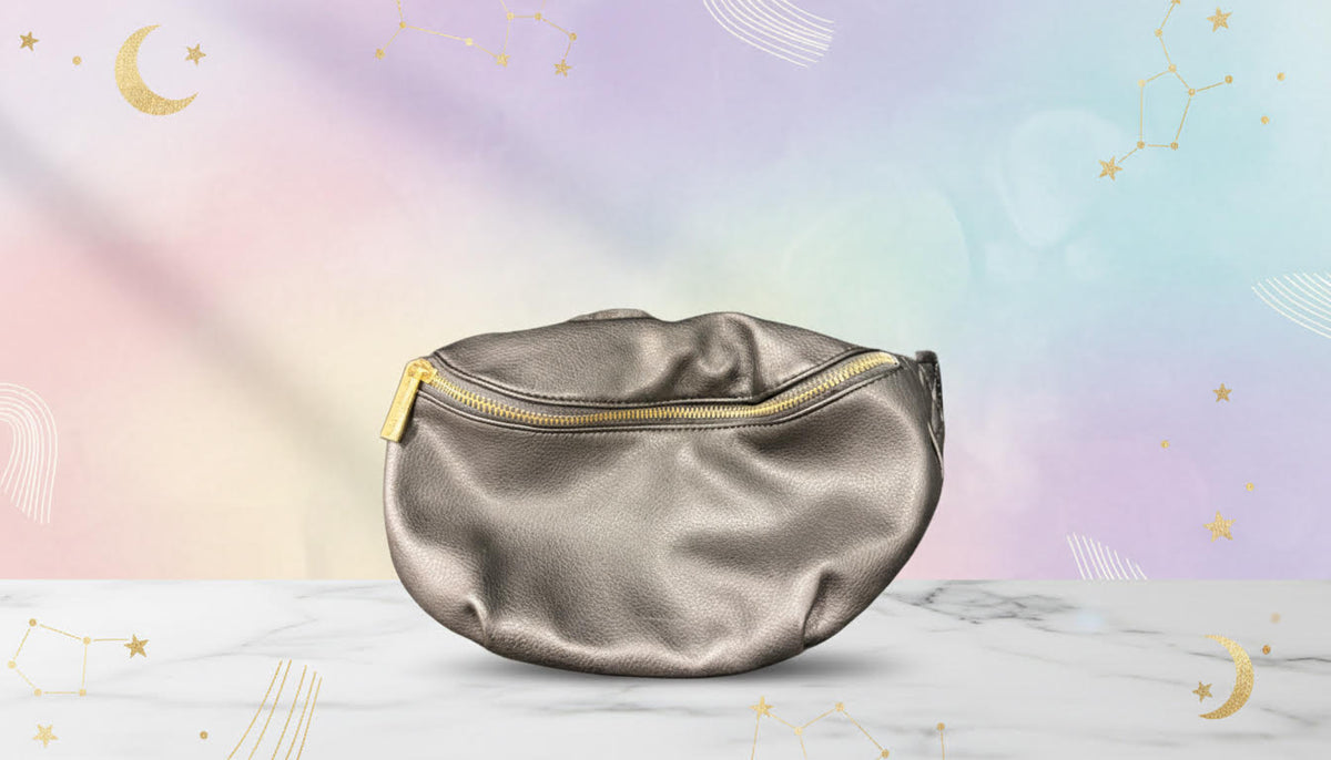 Metallic Leather Waist Bag with Gold Zipper - Charming Charlie