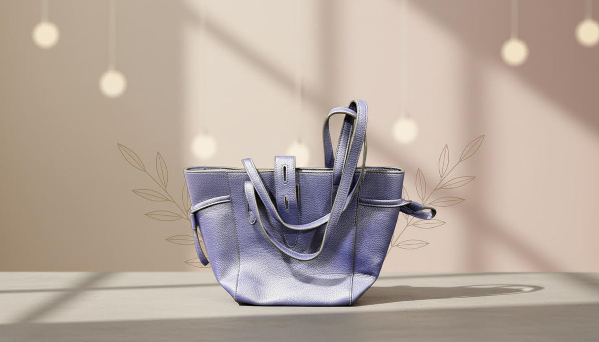 Soft Lavender Leather Tote with Straps - Charming Charlie