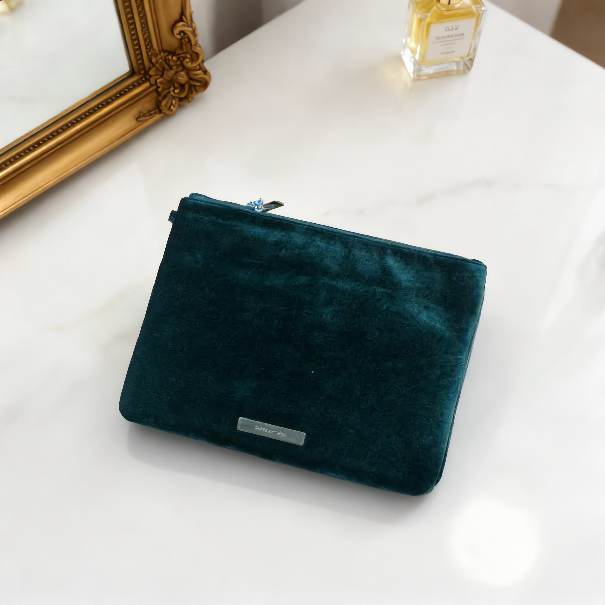 Green Velvet Cosmetic Bag / Pouch - Charming Charlie