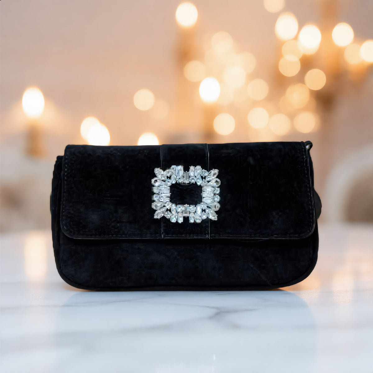 Manolo Blahnik Black Velvet Crystal Clutch - Charming Charlie