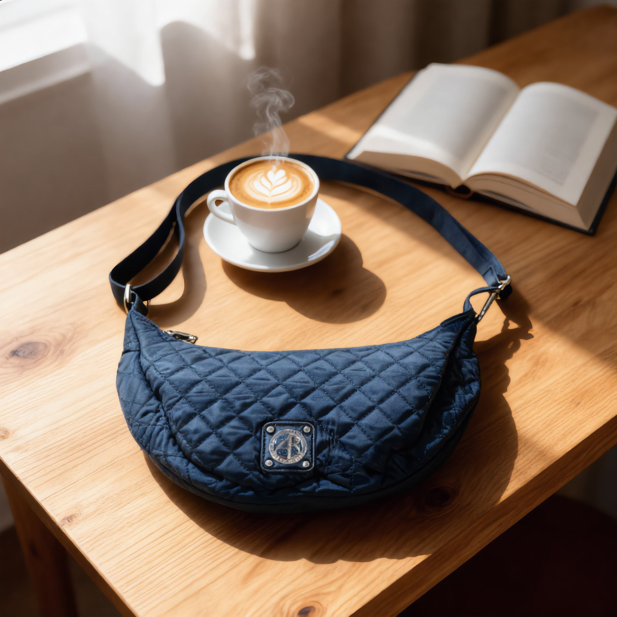 Black Quilted Nylon Sling Bag - Charming Charlie