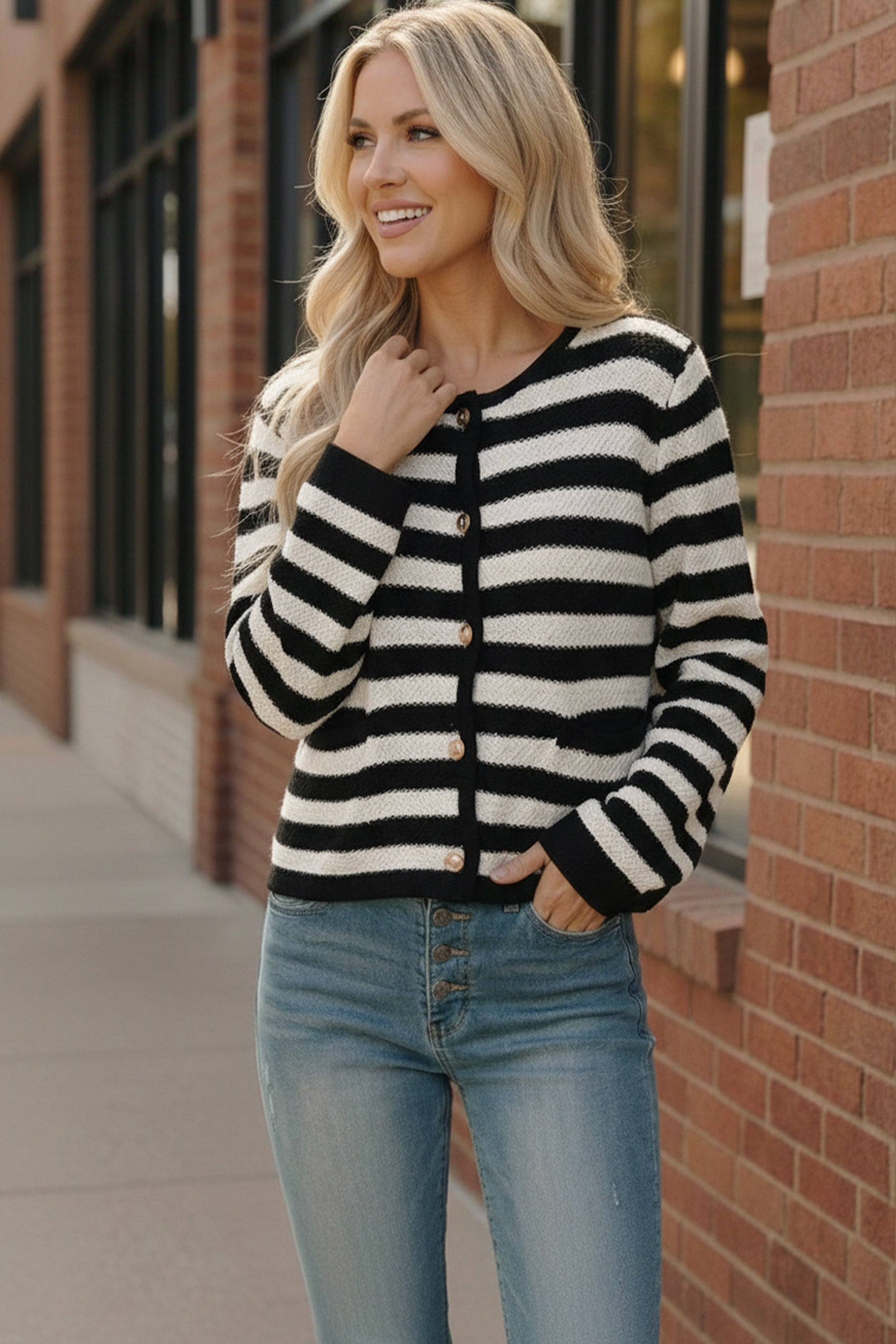The Parisian Stripe Cardigan - Charming Charlie
