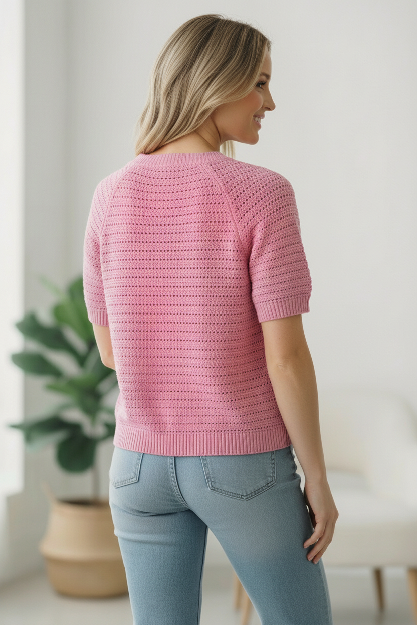 Simply Sweet Button Down Pink Sweater - Charming Charlie