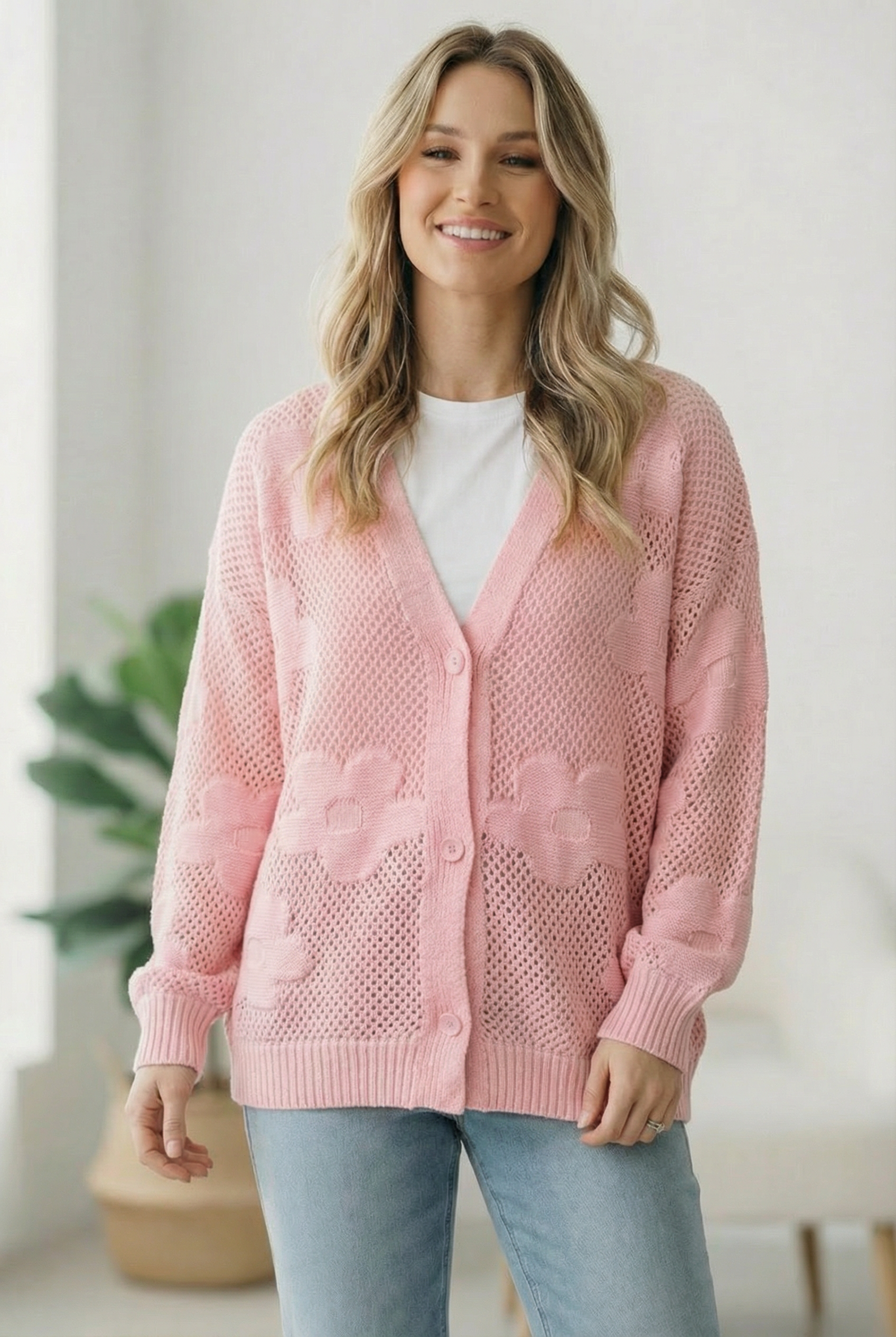 The Pink Daydream Netted Cardigan - Charming Charlie