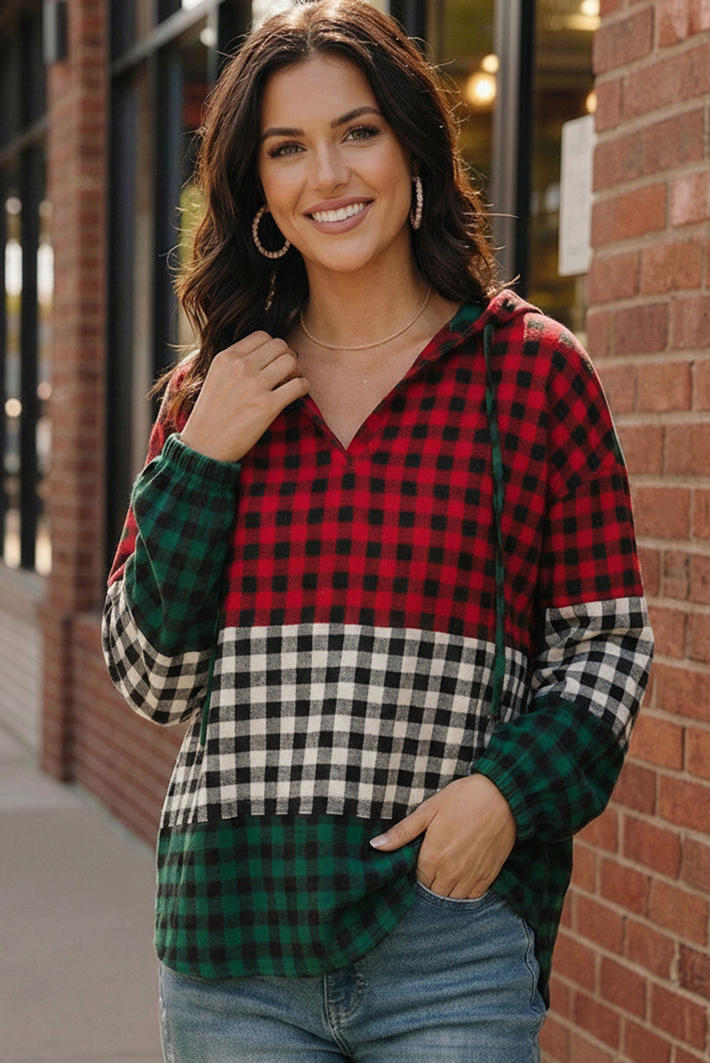 Holiday Cheer Check Hoodie - Charming Charlie
