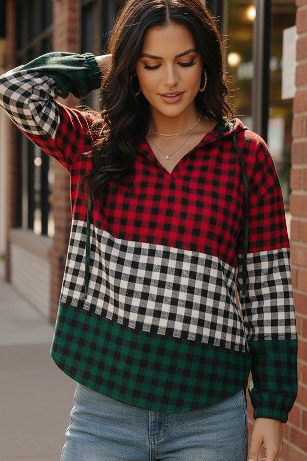 Holiday Cheer Check Hoodie - Charming Charlie