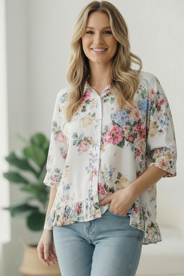 Home for the Weekend Floral Peplum Blouse - Charming Charlie