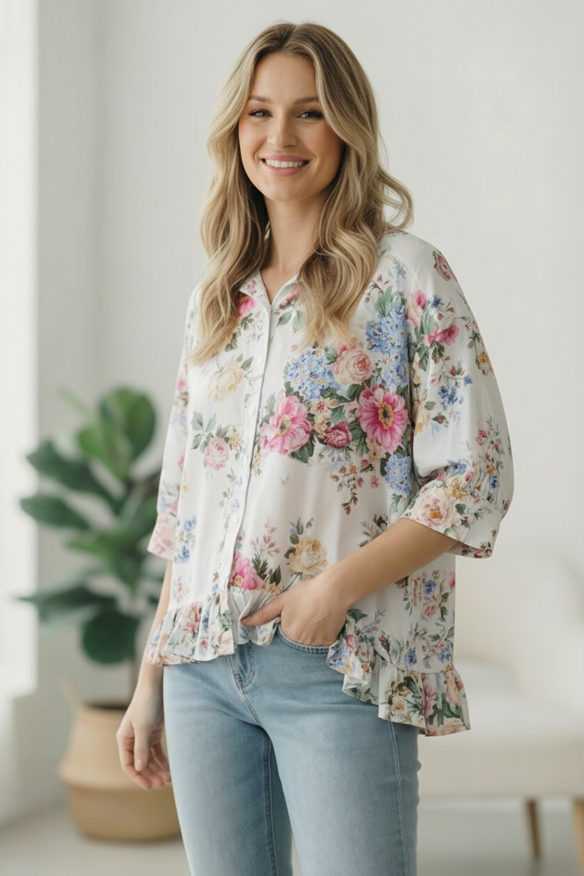 Home for the Weekend Floral Peplum Blouse - Charming Charlie