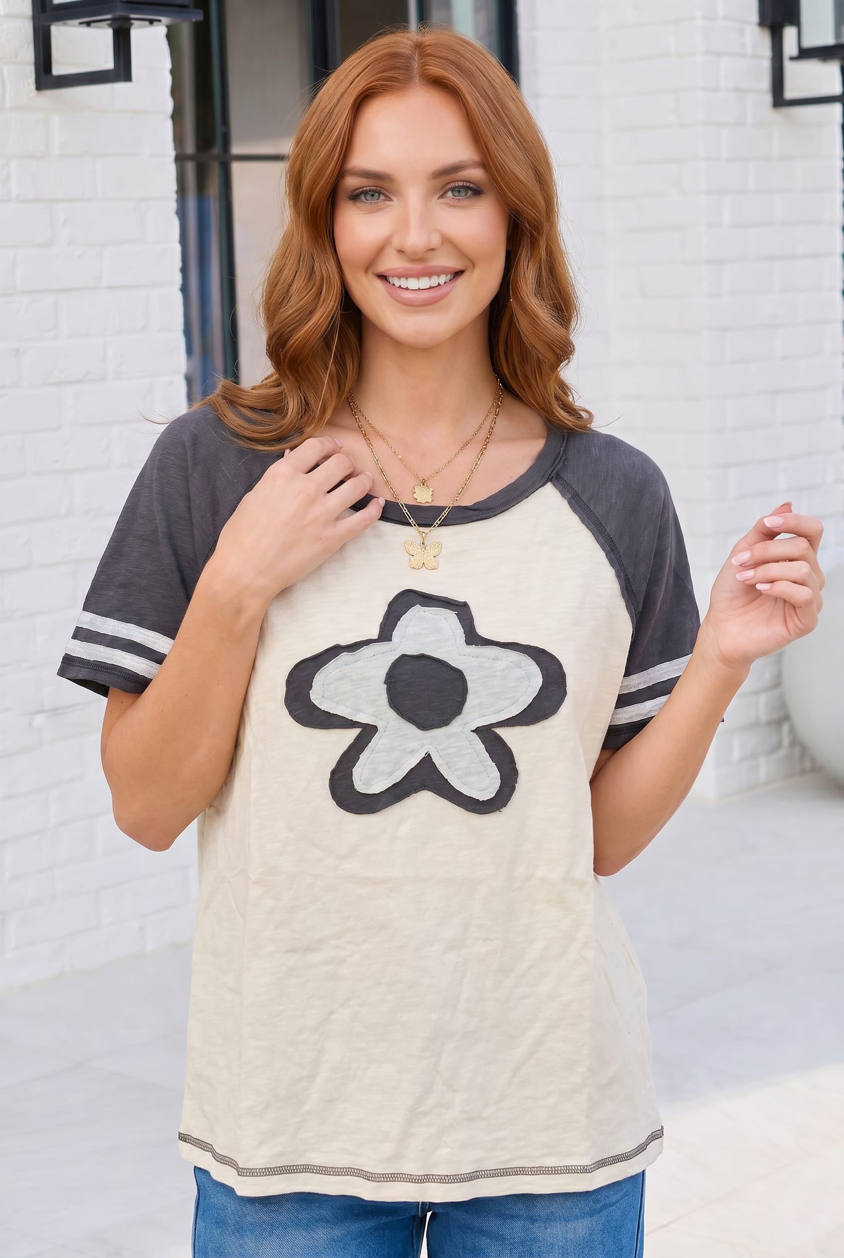 Retro Flower Power Baseball Tee - Charming Charlie