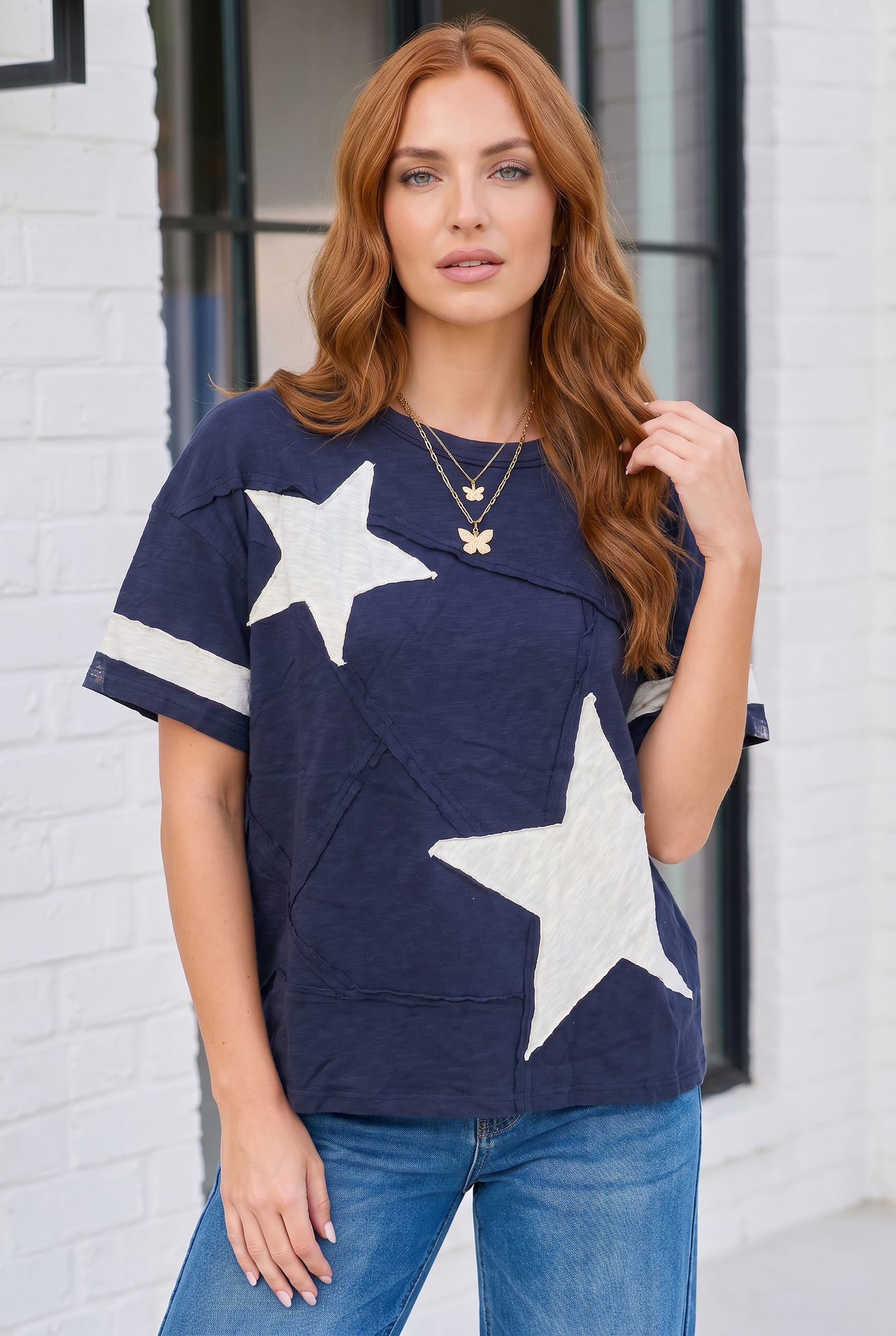 Star Power Navy Varsity Tee - Charming Charlie