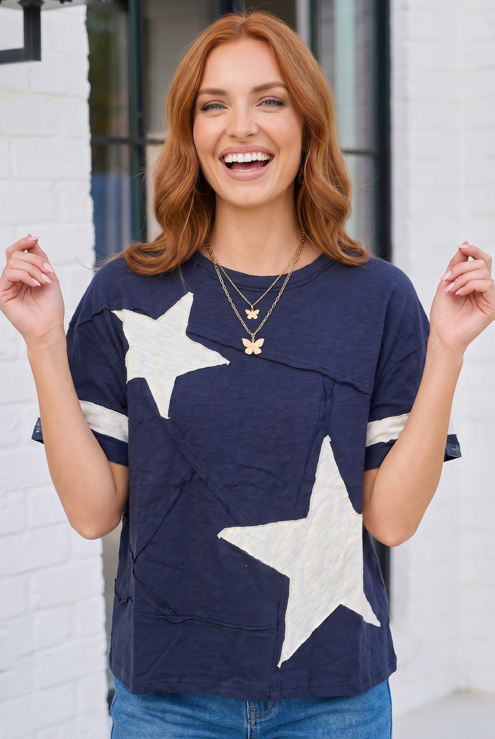 Star Power Navy Varsity Tee - Charming Charlie