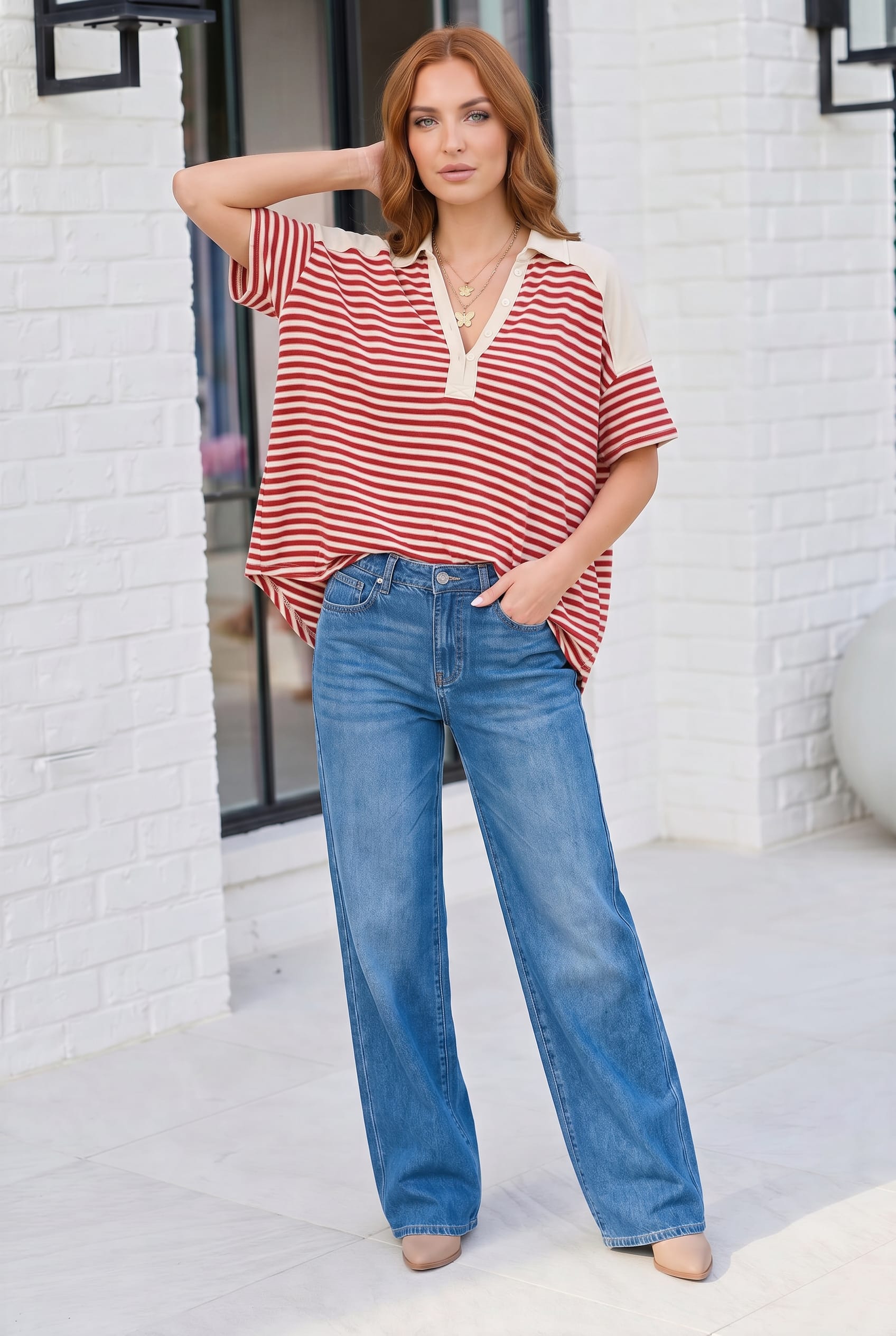 Shark Bite Color Block Top - Charming Charlie