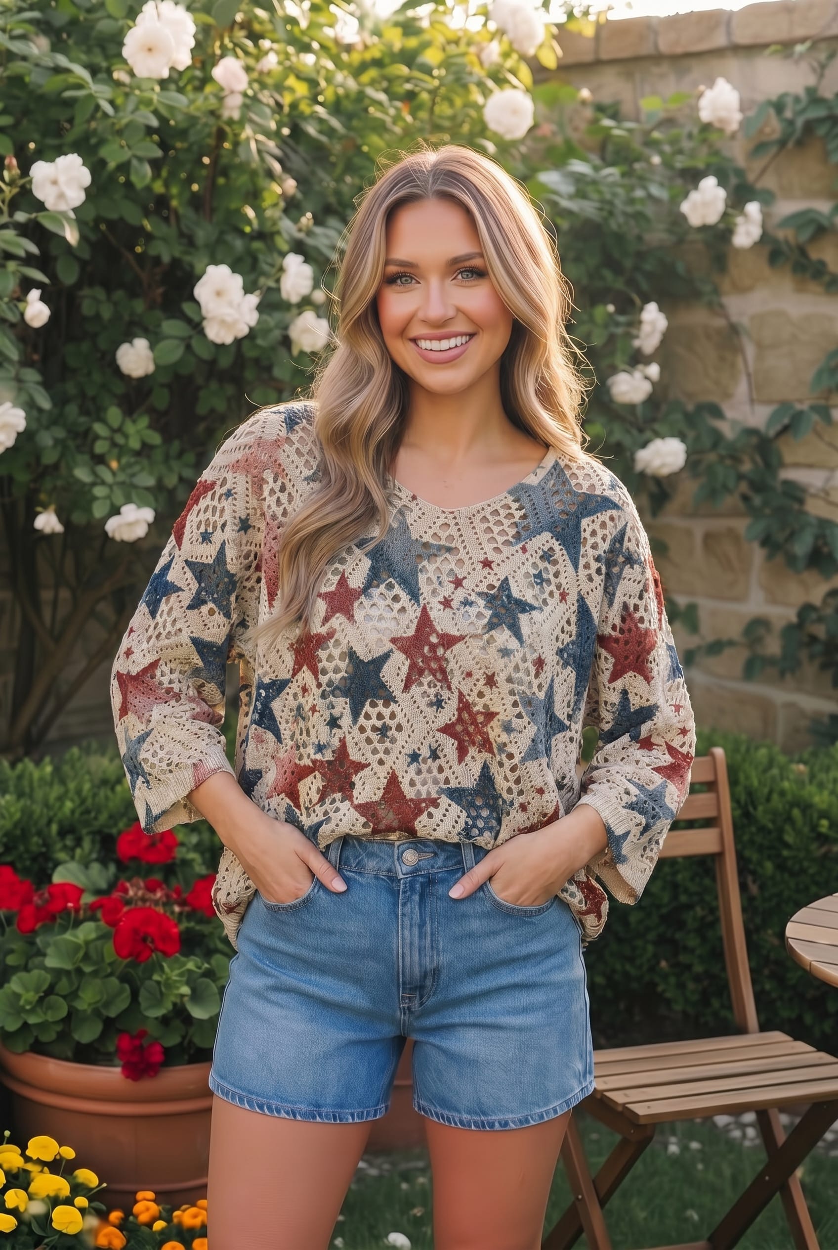 Star Spangled Crochet Sweater - Charming Charlie