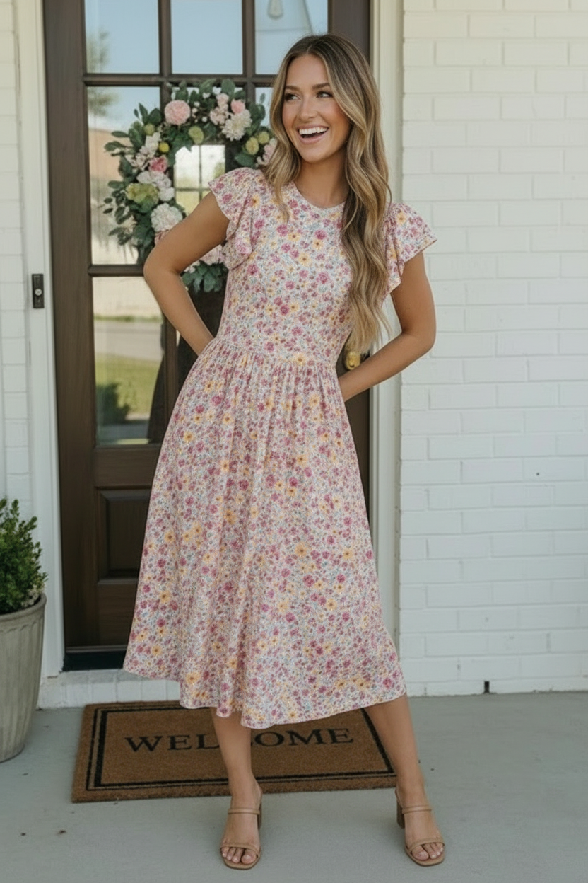 Flutter Into Spring Floral Midi Dress - Charming Charlie