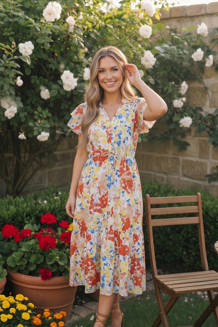 Sunny and Bright Floral Midi Dress - Charming Charlie
