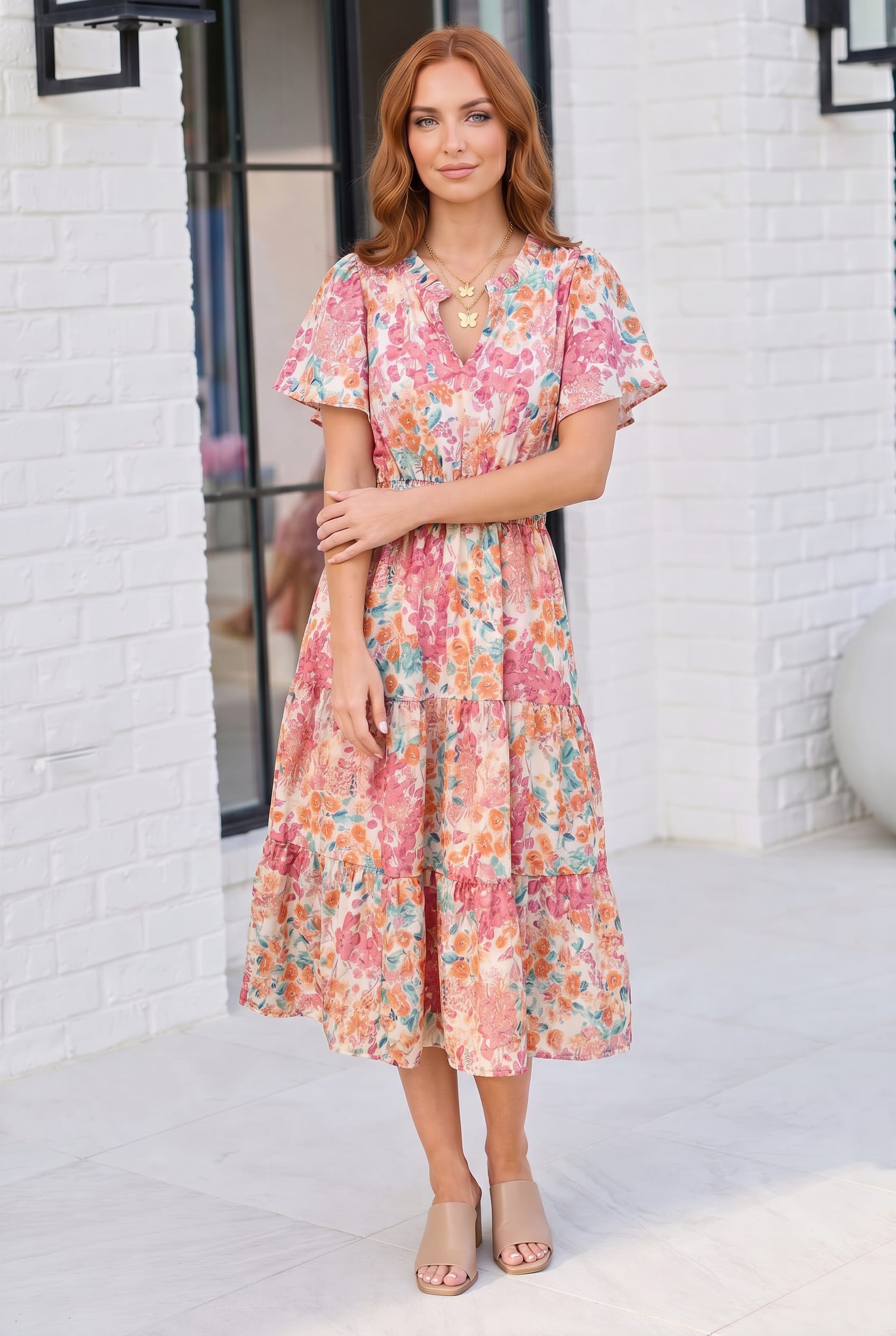 Paint and Sip Floral Tiered Midi Dress - Charming Charlie