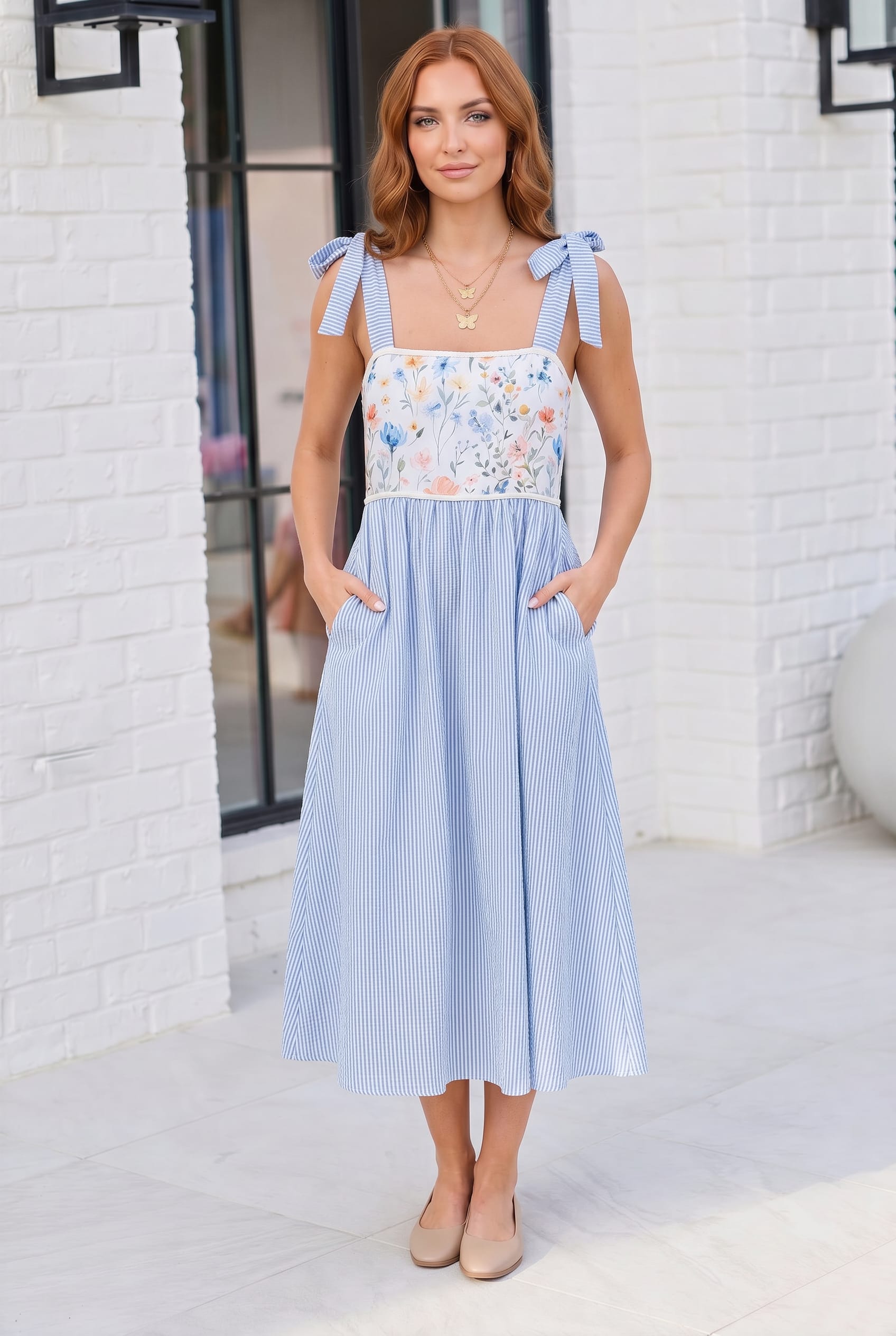 Wildflower Wishes Striped Midi Dress - Charming Charlie