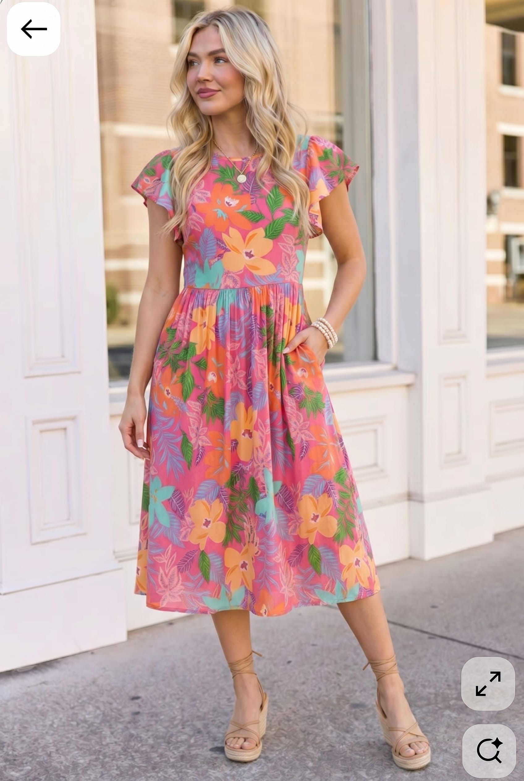 Head Turning Blooms Flutter Sleeve Midi Dress - Charming Charlie