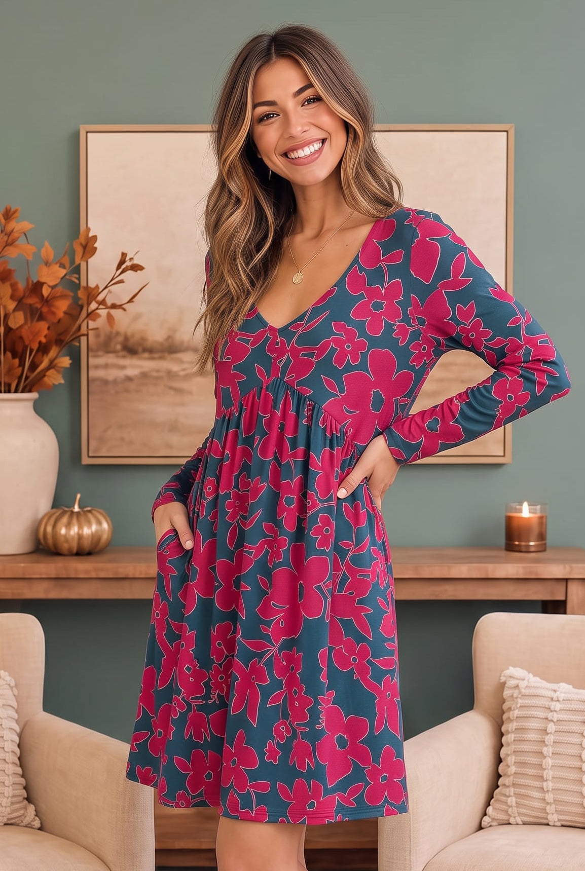 Blooming Beauty Long Sleeve Floral Dress - Charming Charlie