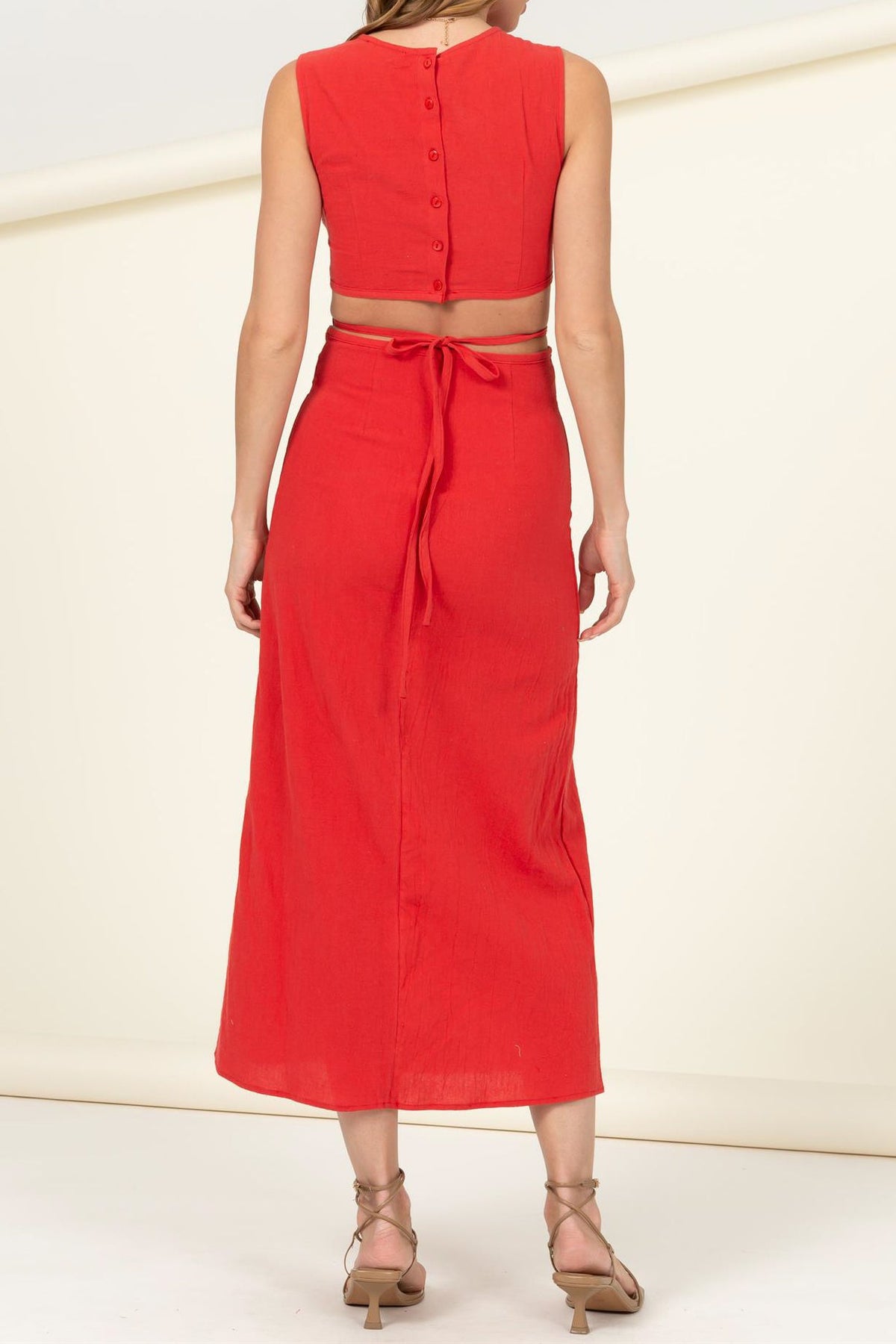 Sleeveless Criss Cross Front Long Woven Dress - Charming Charlie