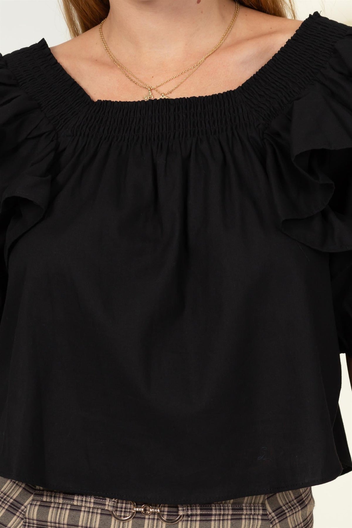 Woven Ruffle Sleeve Blouse - Charming Charlie
