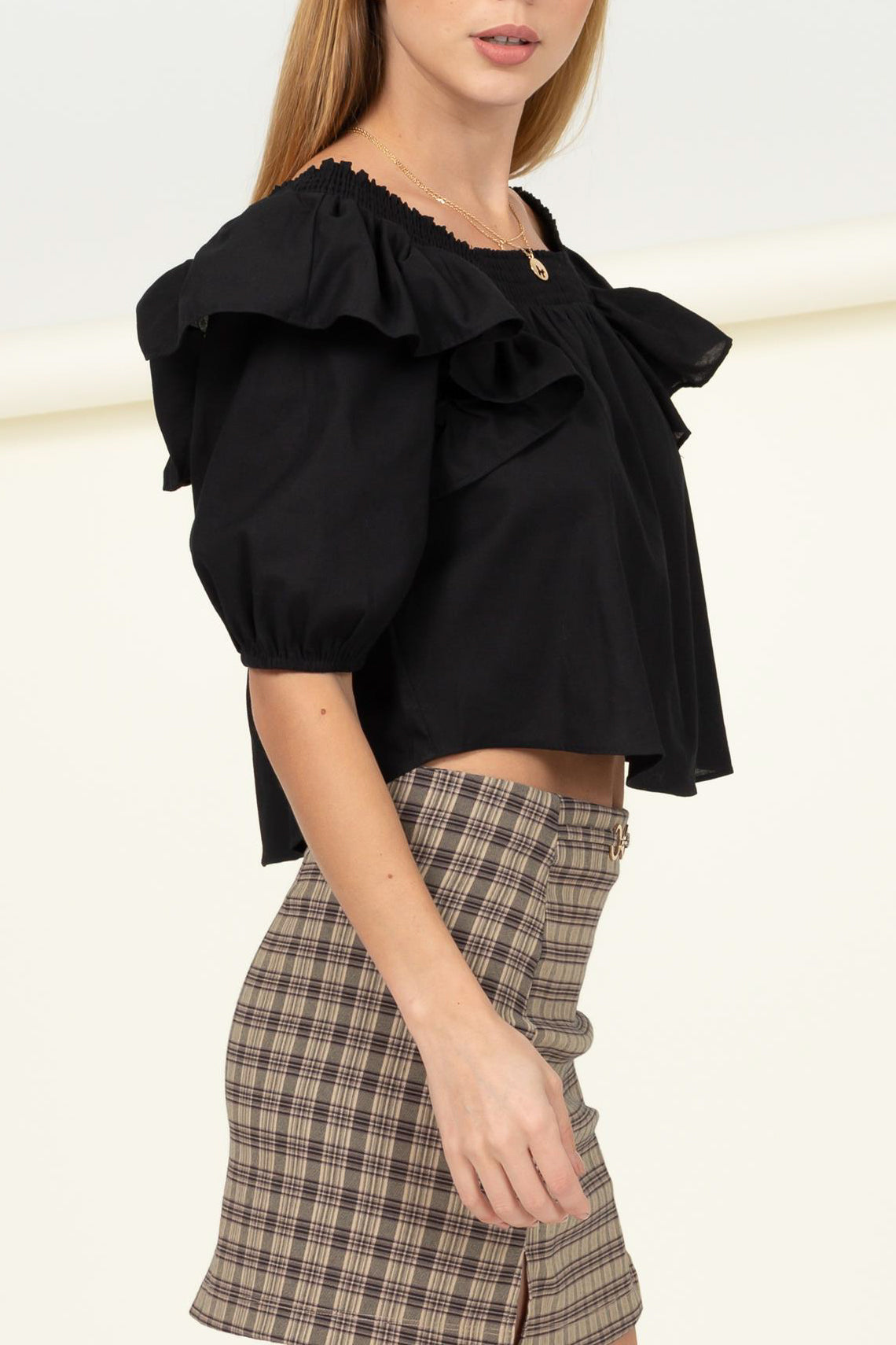 Woven Ruffle Sleeve Blouse - Charming Charlie