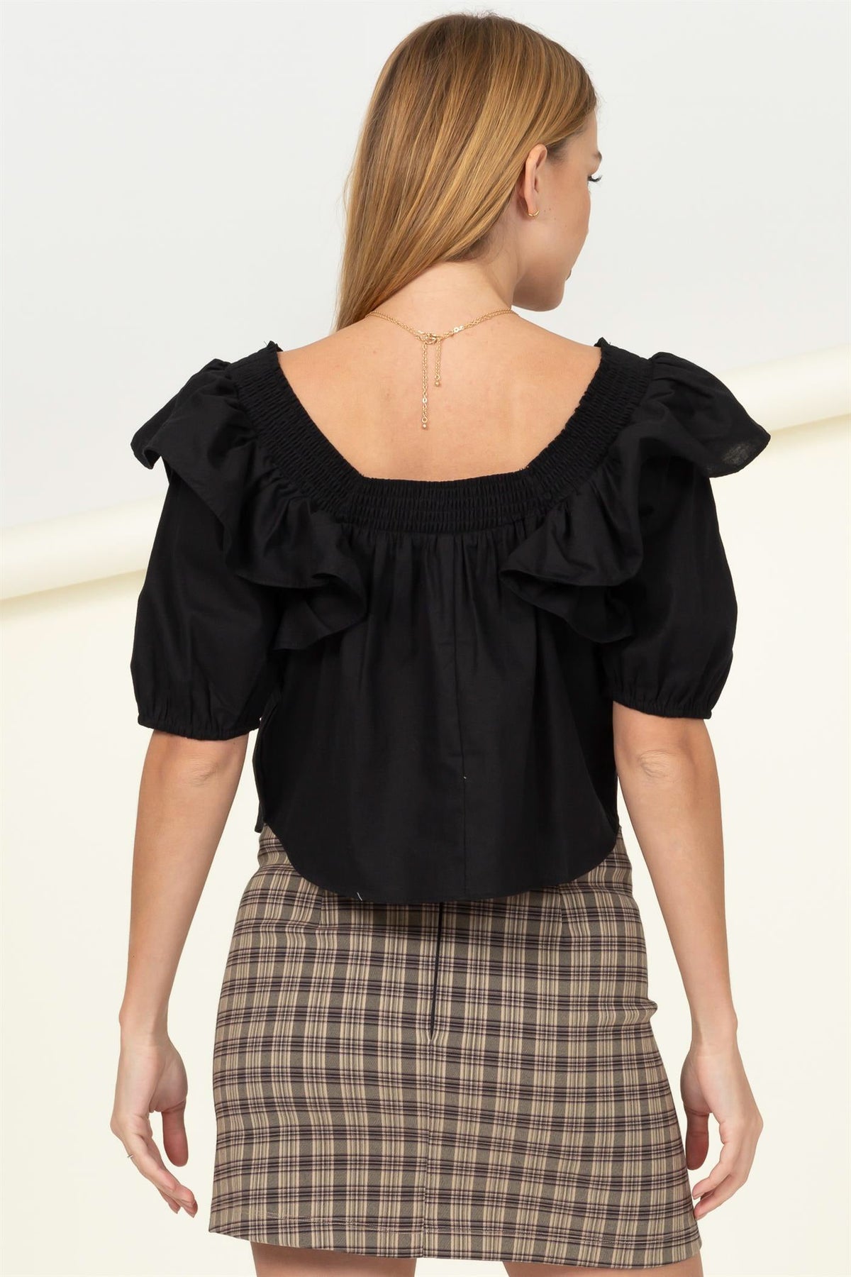 Woven Ruffle Sleeve Blouse - Charming Charlie